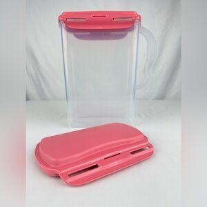 LocknLock 1 Gallon Pitcher with Handle in Rose Pink with Replacement Lid